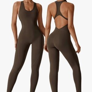 Brown activewear/workout jumpsuit